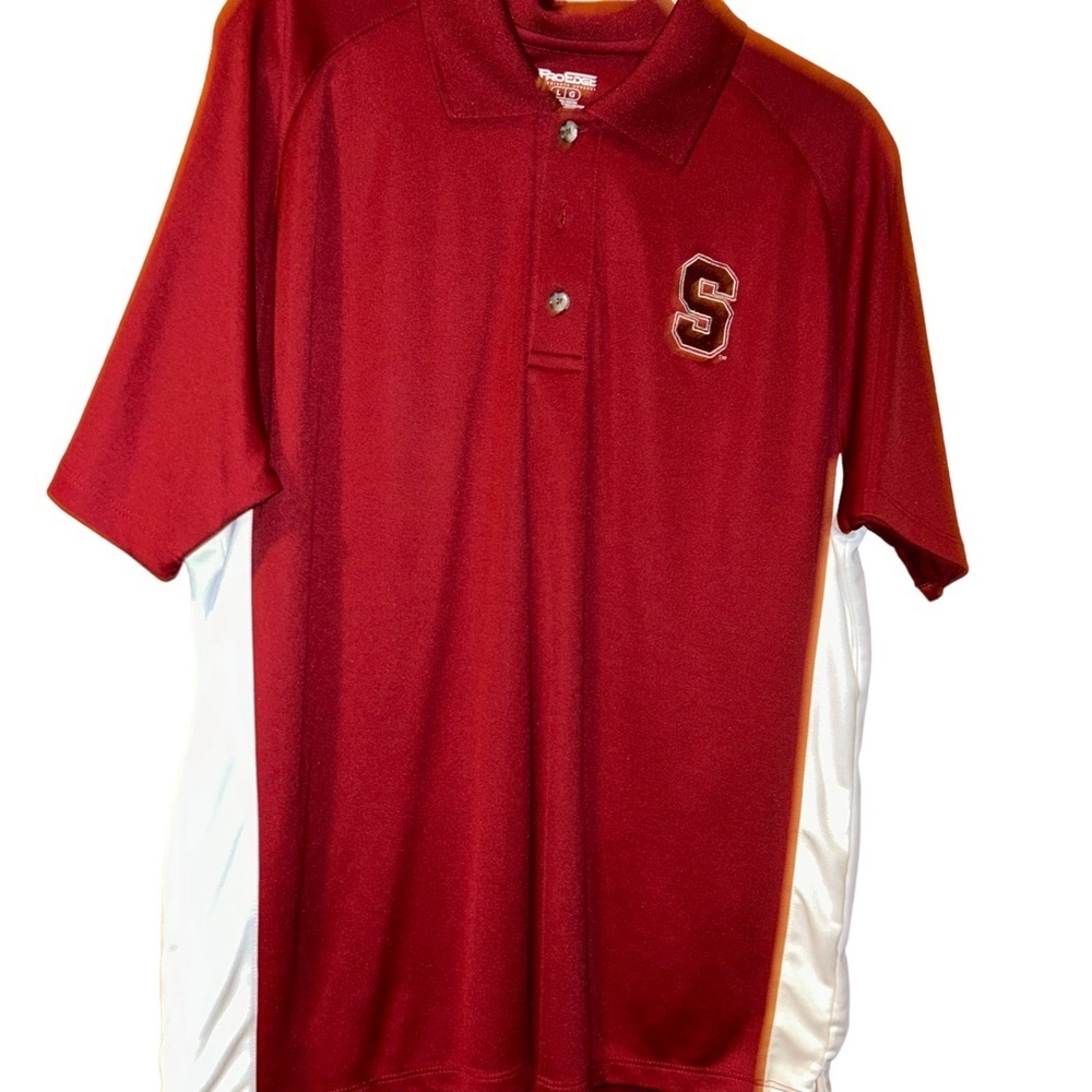 Stanford university Cardinal Polo Shirt Mens Large L Red Short Sleeve  NCAA